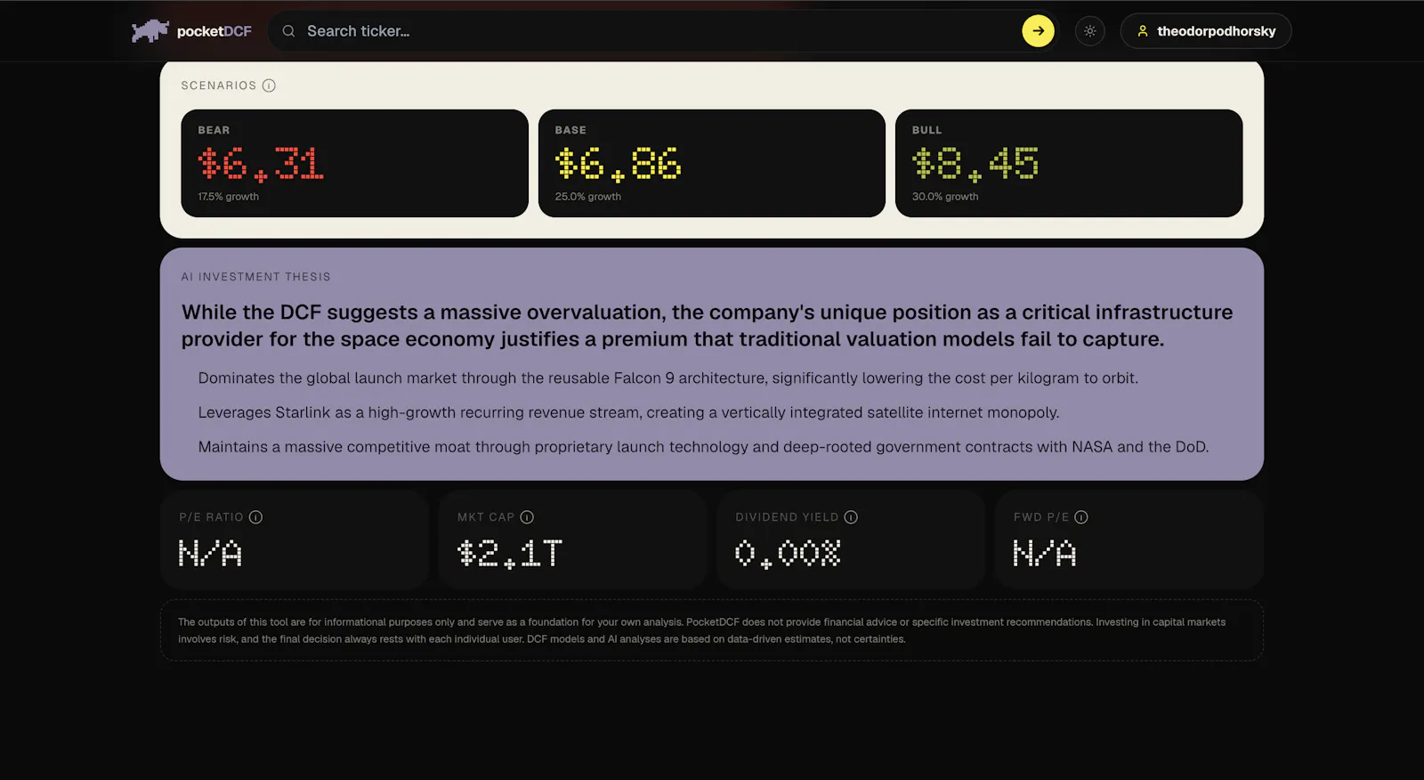 pocketDCF screenshot 4