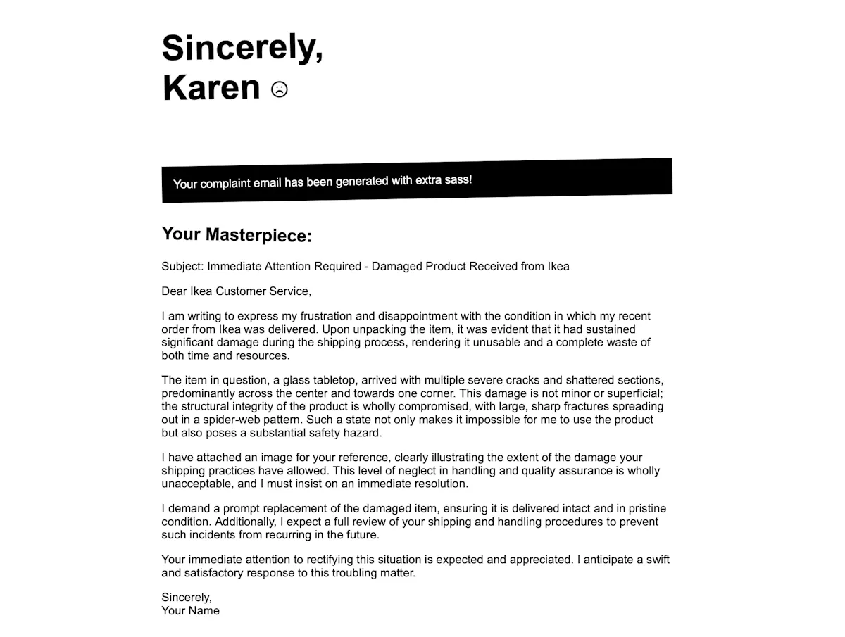 Sincerely Karen