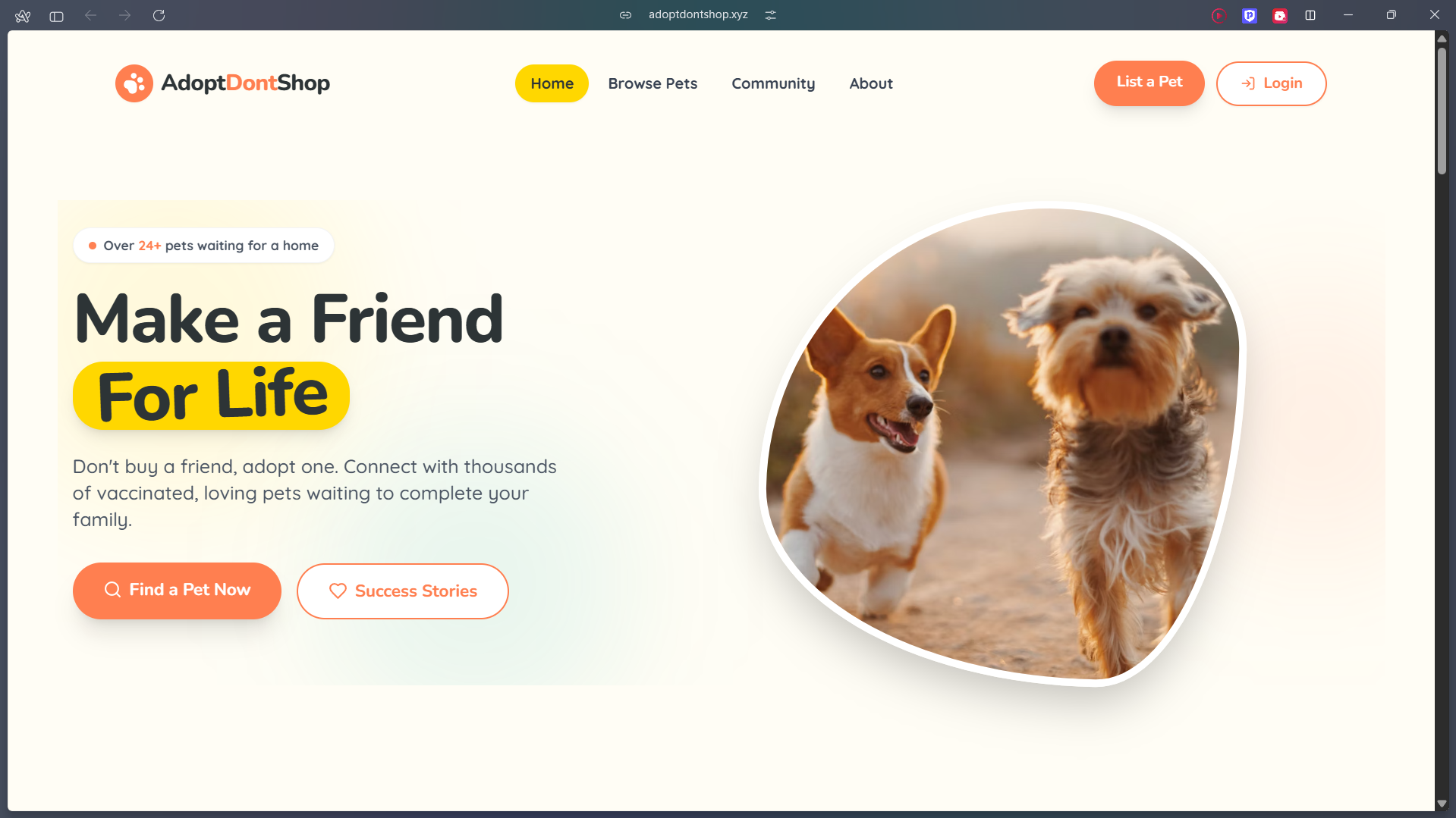 AdoptDontShop - Main product screenshot demonstrating key features and user interface