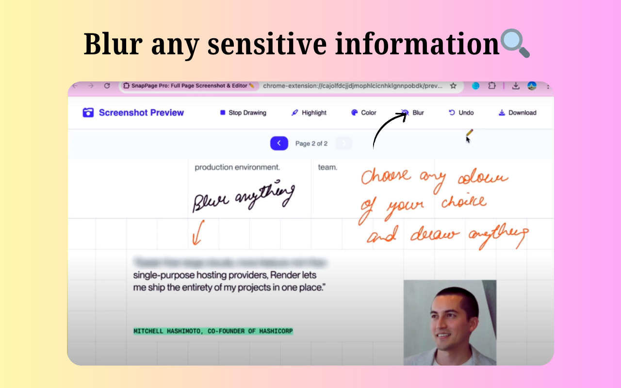 Full page screenshot & Editior - Chrome extension for advanced screenshot & editing media 4