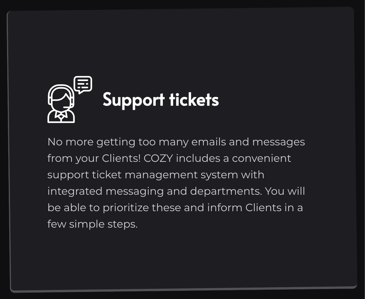 COZY: Ticket management System & PWA - Main screenshot showing features and interface