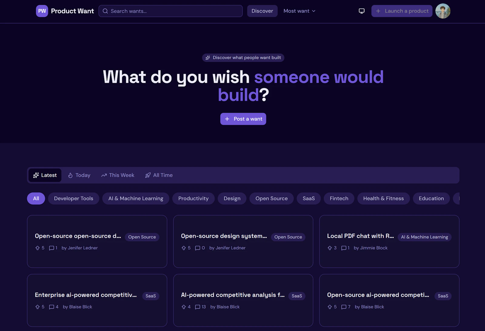 Product Want screenshot 1