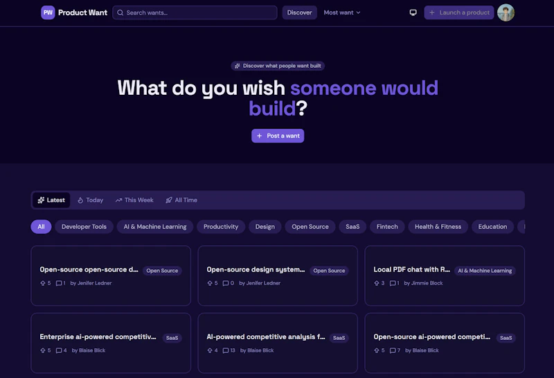 Product Want screenshot 1
