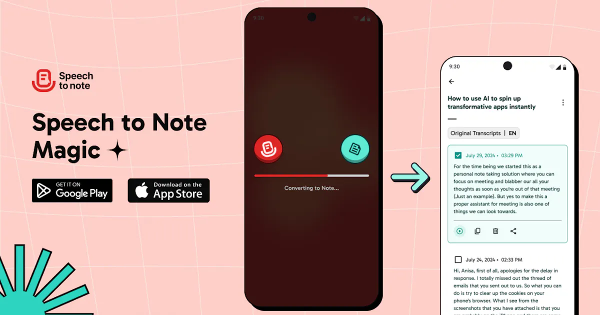 Speech to Note Mobile App