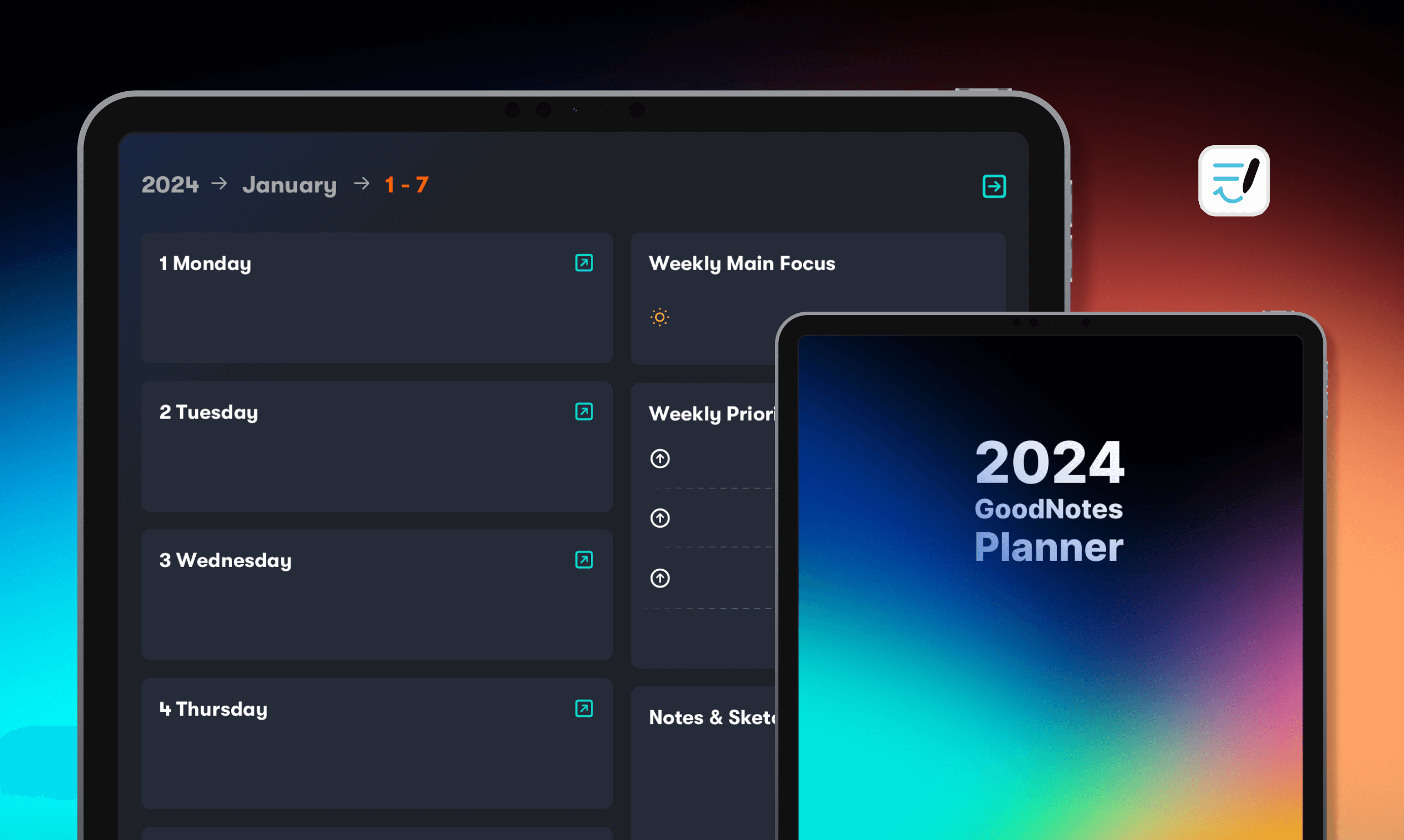 Ultimate 2024 Goodnotes Planer Medien 4