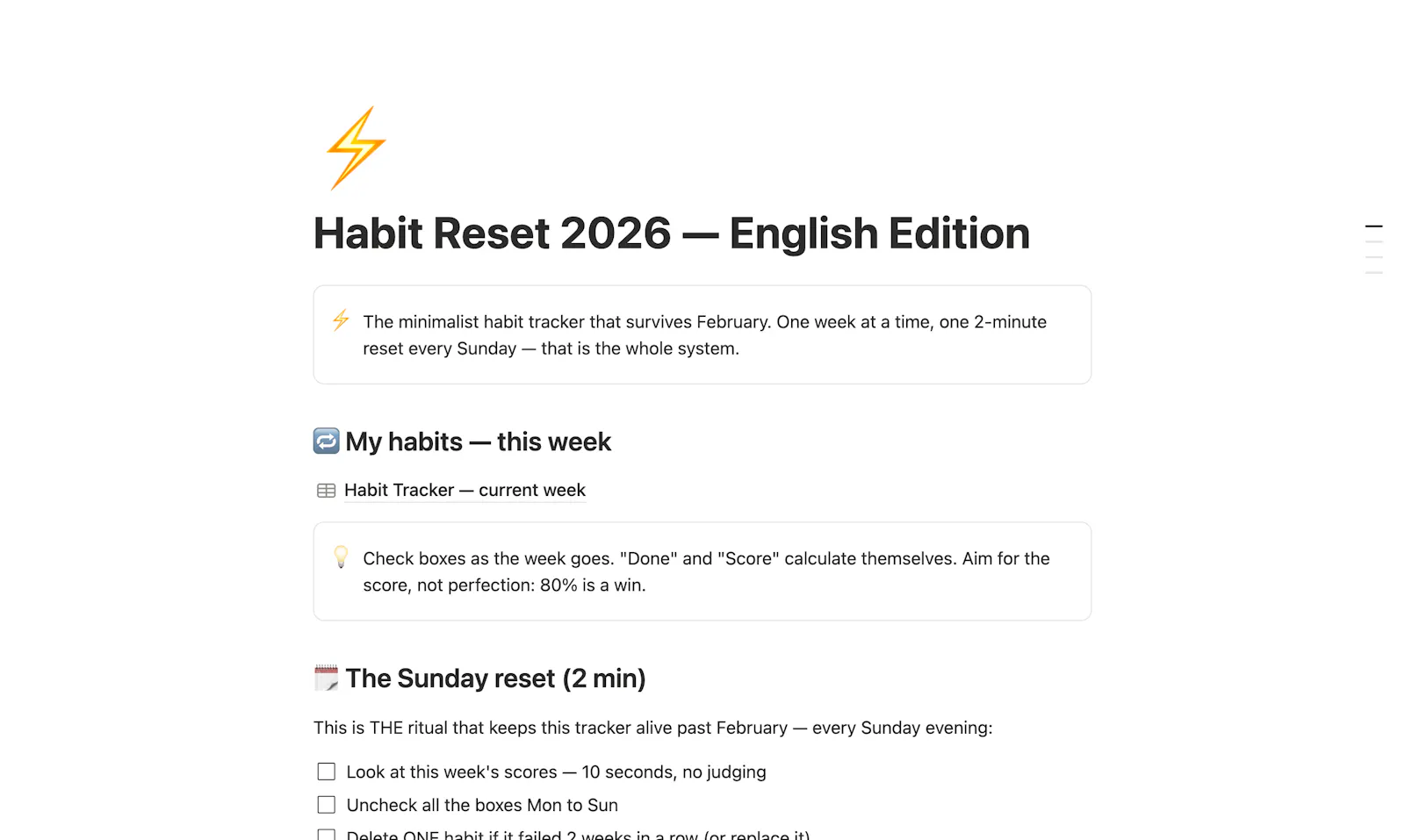 Habit Reset 2026 screenshot 1