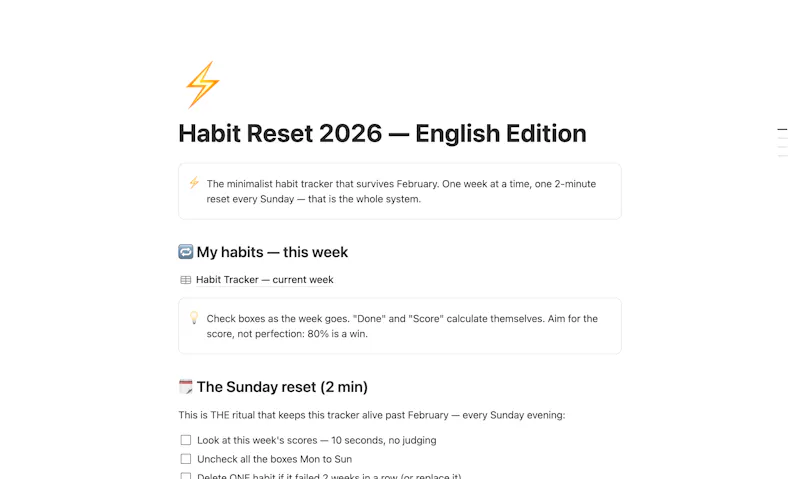 Habit Reset 2026 screenshot 1