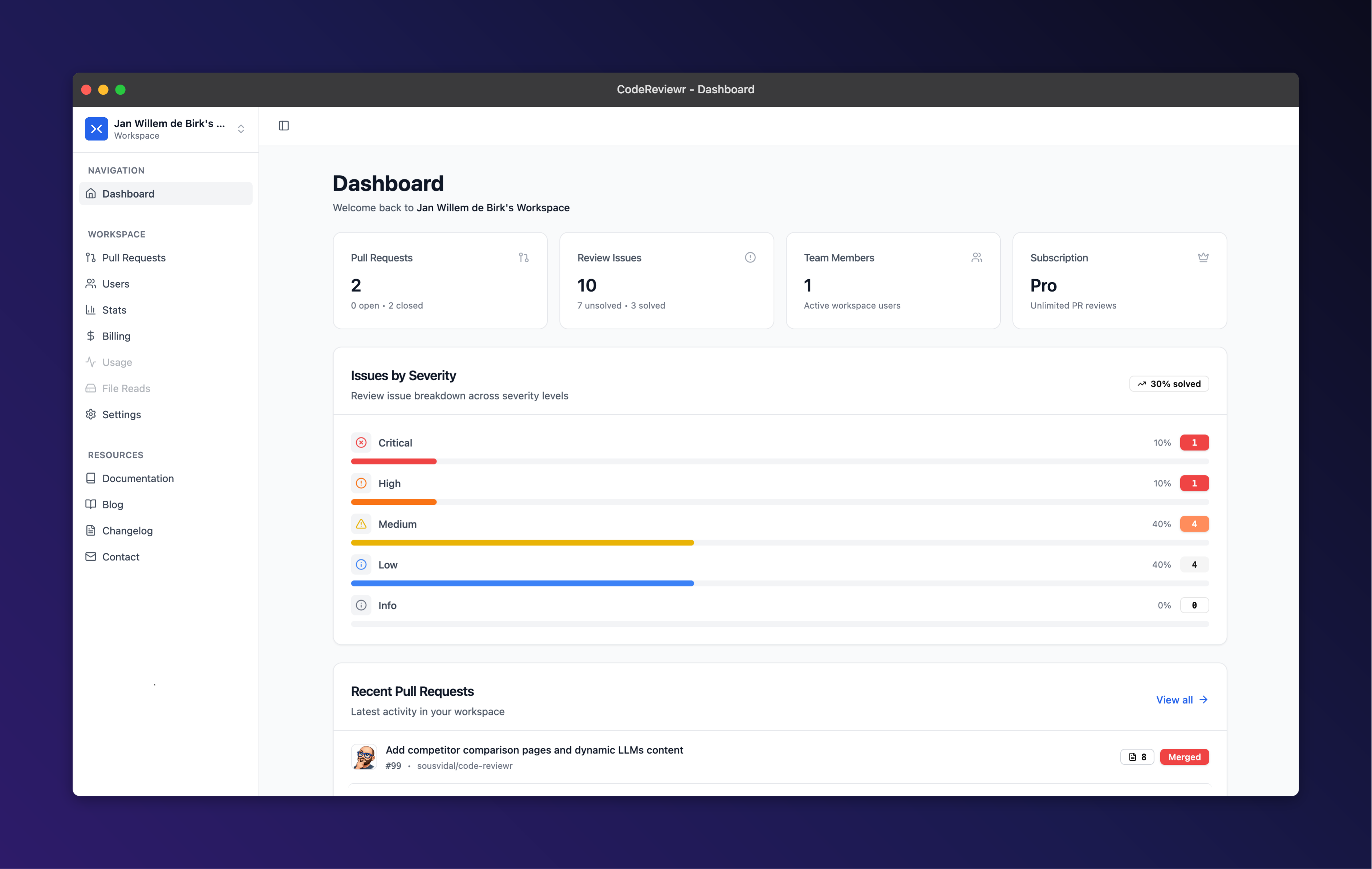 CodeReviewr - Screenshot 4 showing product features and functionality
