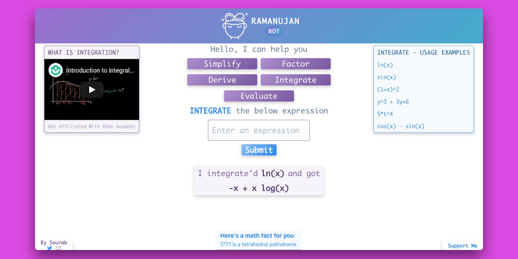 Ramanujan - Math Bot: A bot that'll solve your Math Homework | Product Hunt