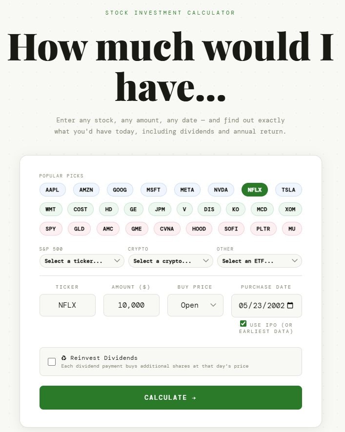 How Much Would I Have - Main product screenshot demonstrating key features and user interface