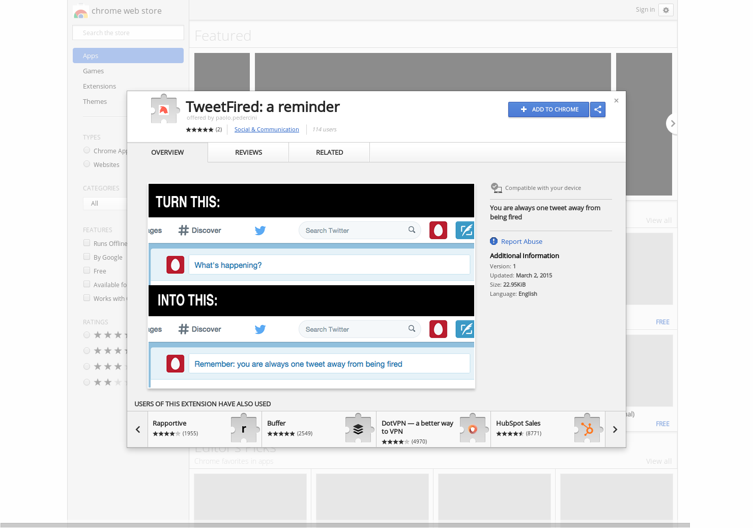 TweetFired Extension