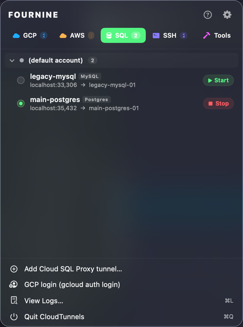 CloudTunnels-One menu bar. Every tunnel. gallery image