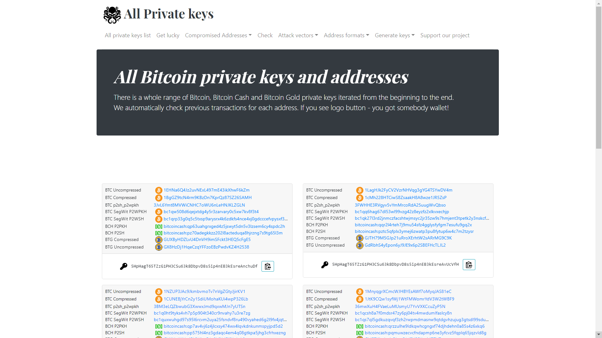 All private keys gallery image