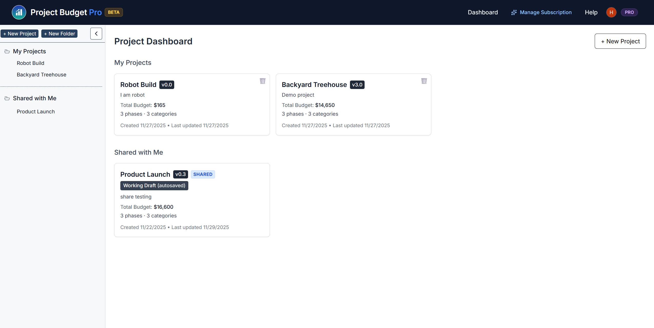 Project Budget Pro - Screenshot 2 showing product features and functionality