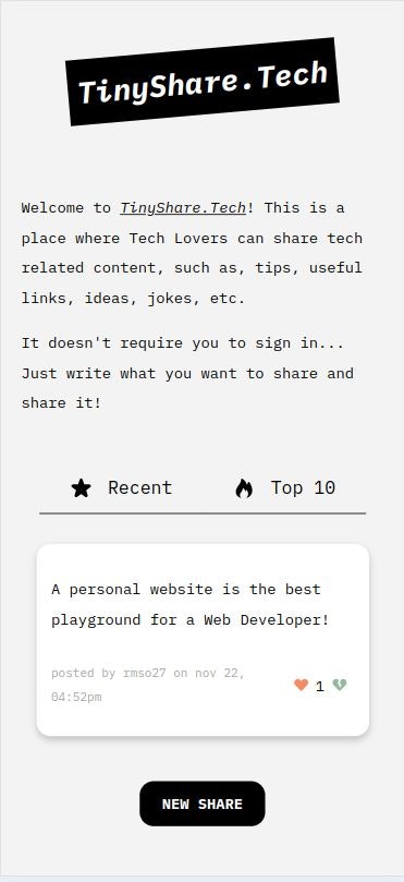 TinyShare.Tech - 技术爱好者可以共享与技术相关的内容的地方媒体4