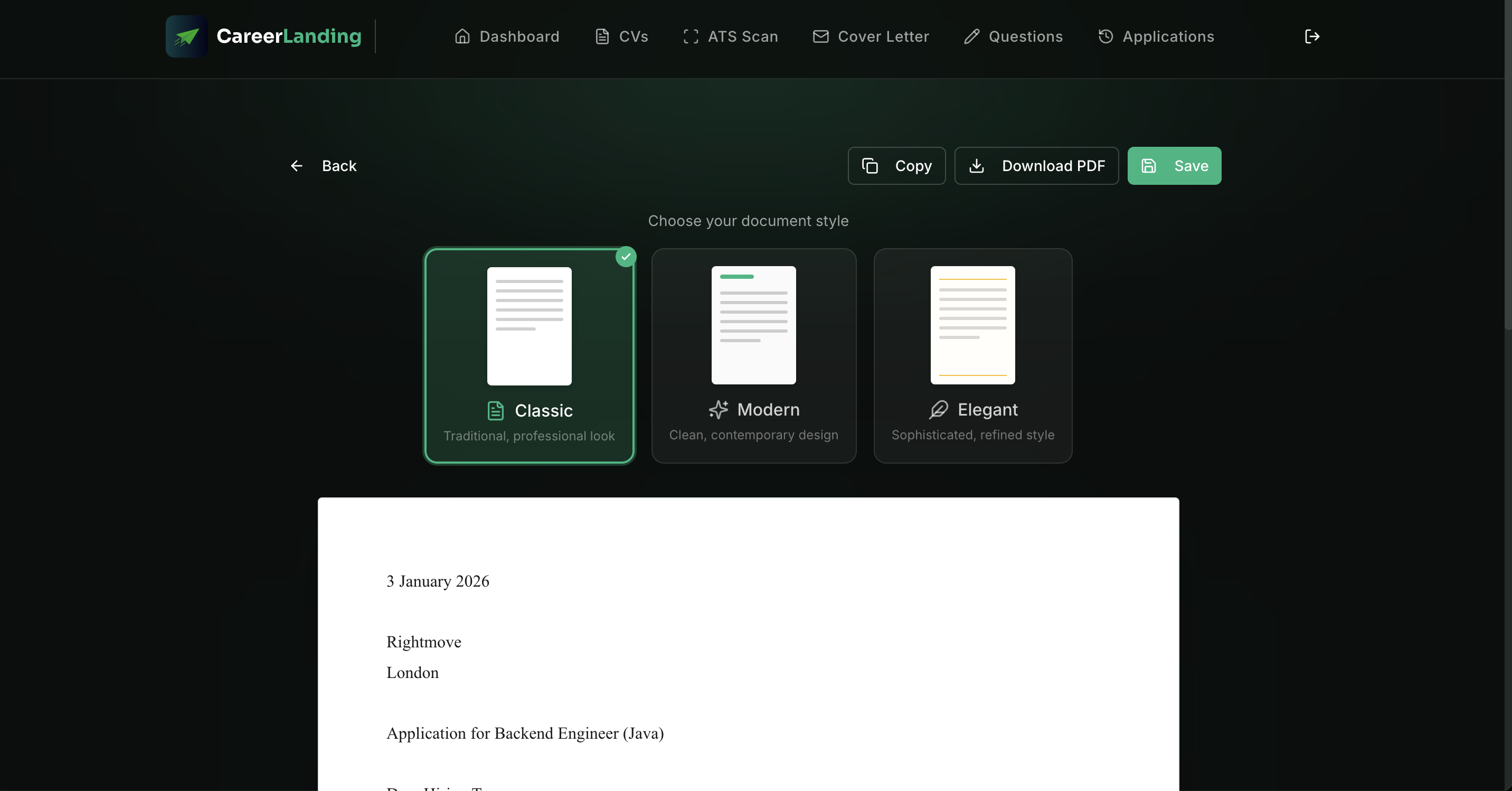 CareerLanding - Screenshot 4 showing product features and functionality