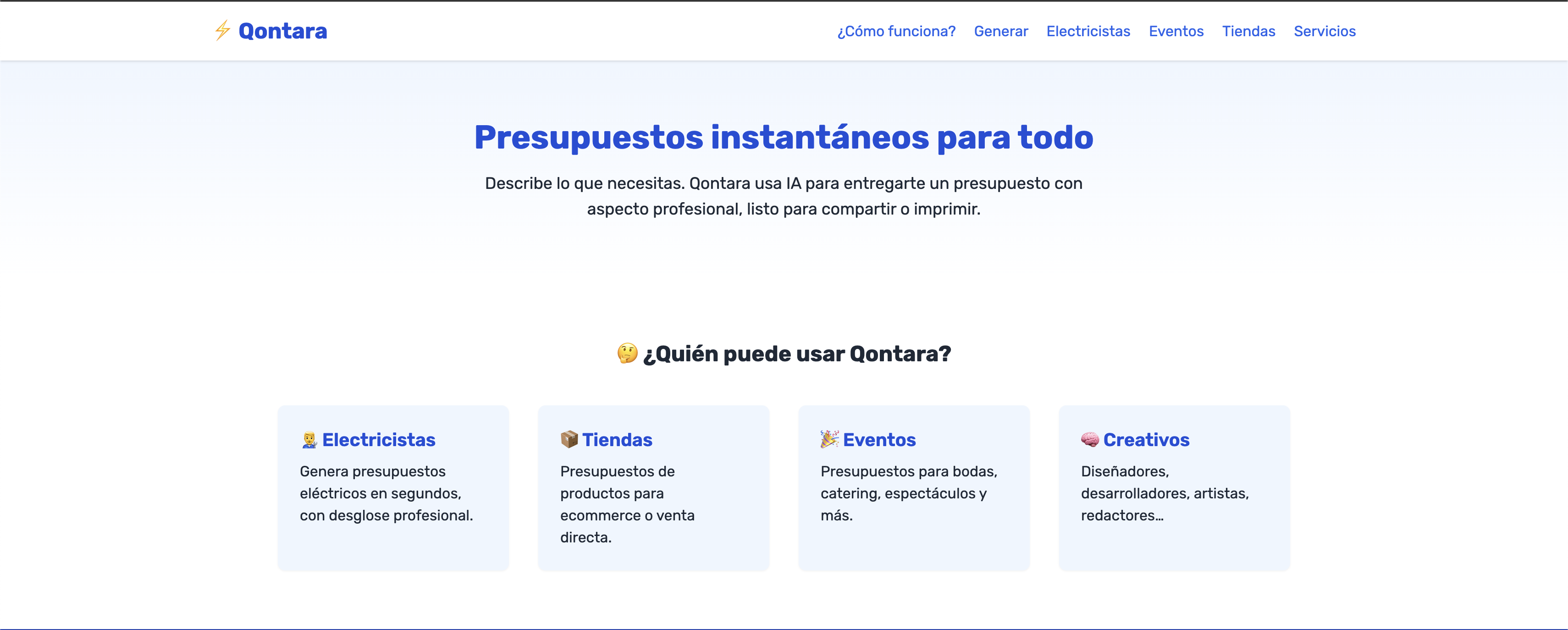Mídia 1 de Qontara - Orçamentos instantâneos para tudo
