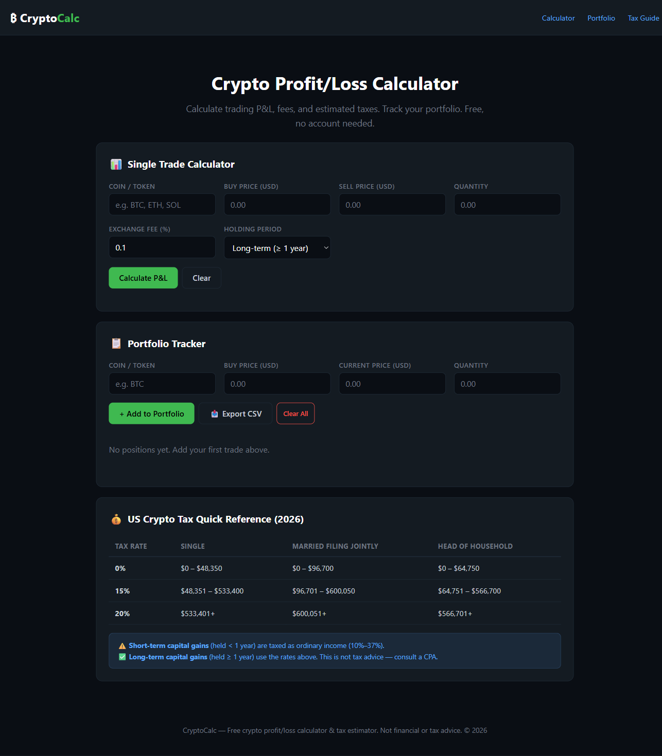 Crypto P&L Calculator gallery image
