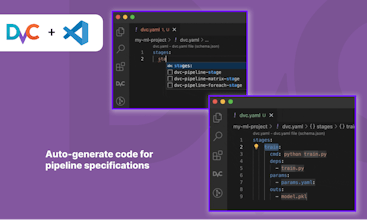 Pipelines reproductibles organisées dans l&rsquo;extension DVC pour VS Code pour un flux de travail ML simplifié.