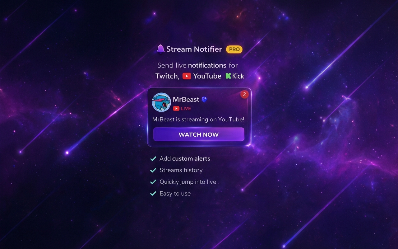 Stream Notifier - Screenshot 3 showing product features and functionality