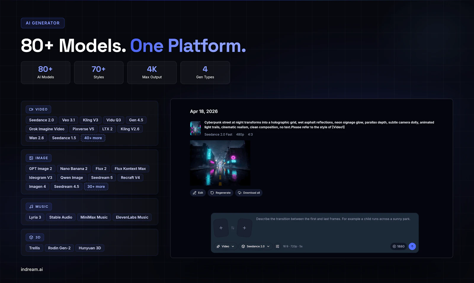 Indream AI screenshot 2