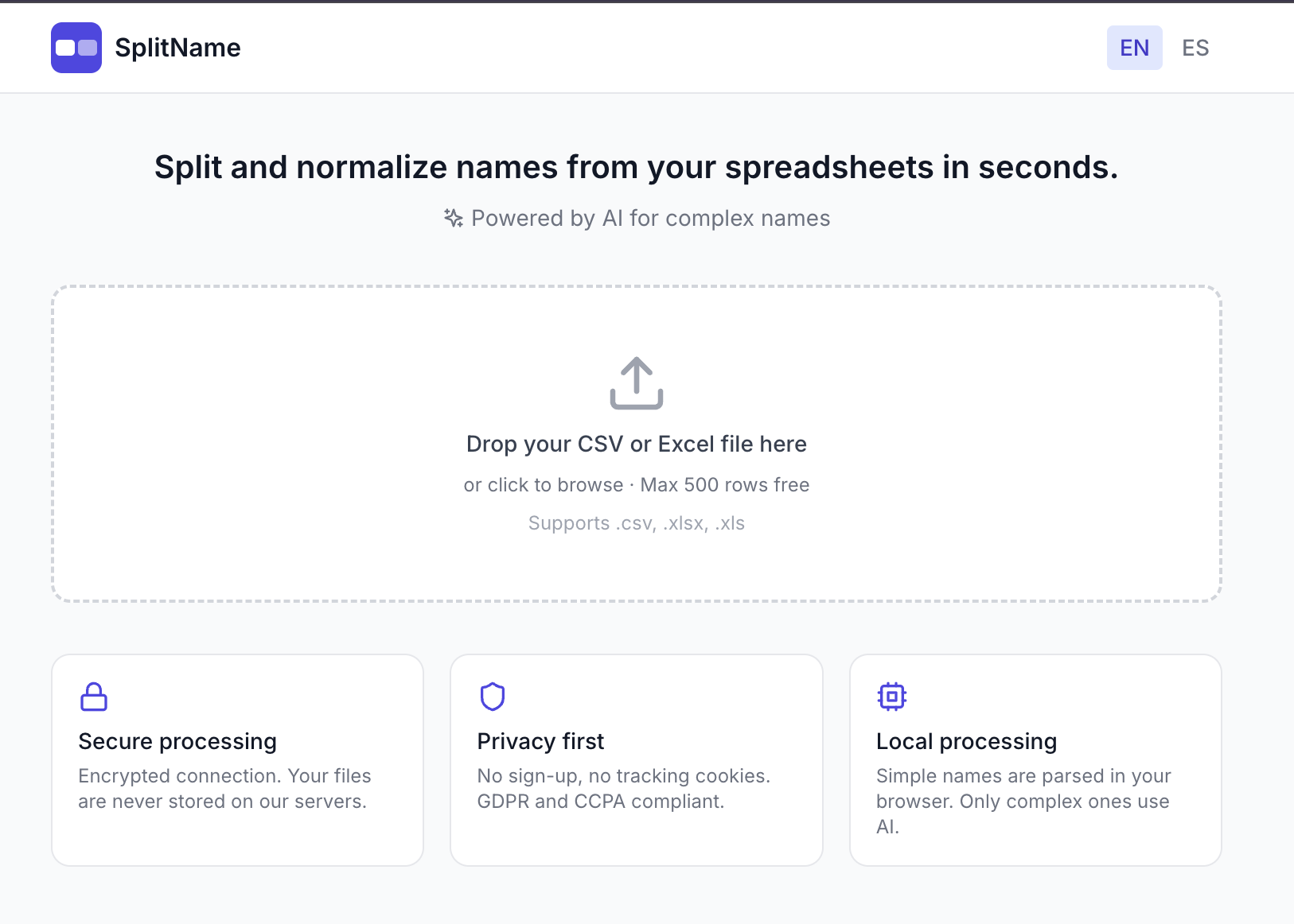 SplitName - Main product screenshot demonstrating key features and user interface