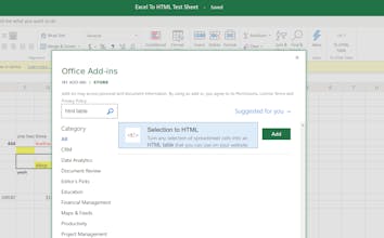 Excel to HTML table gallery image
