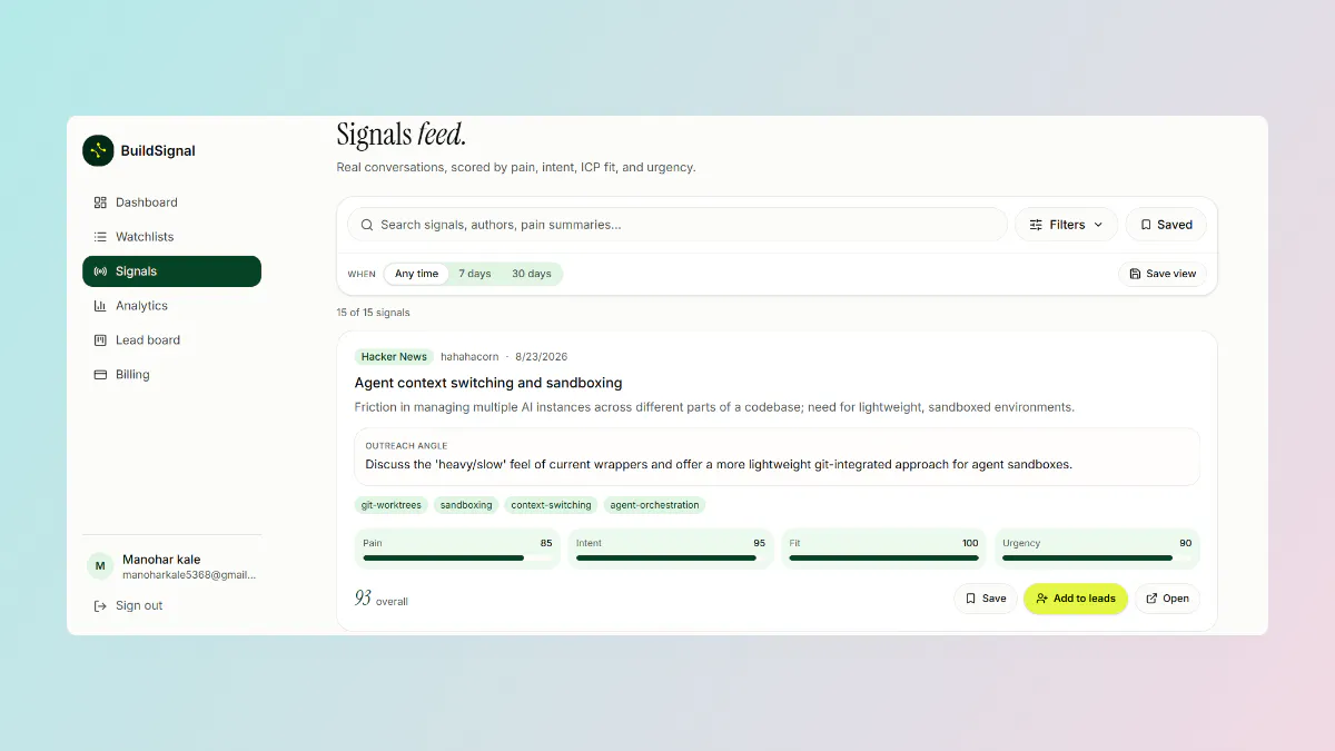 Build Signal screenshot