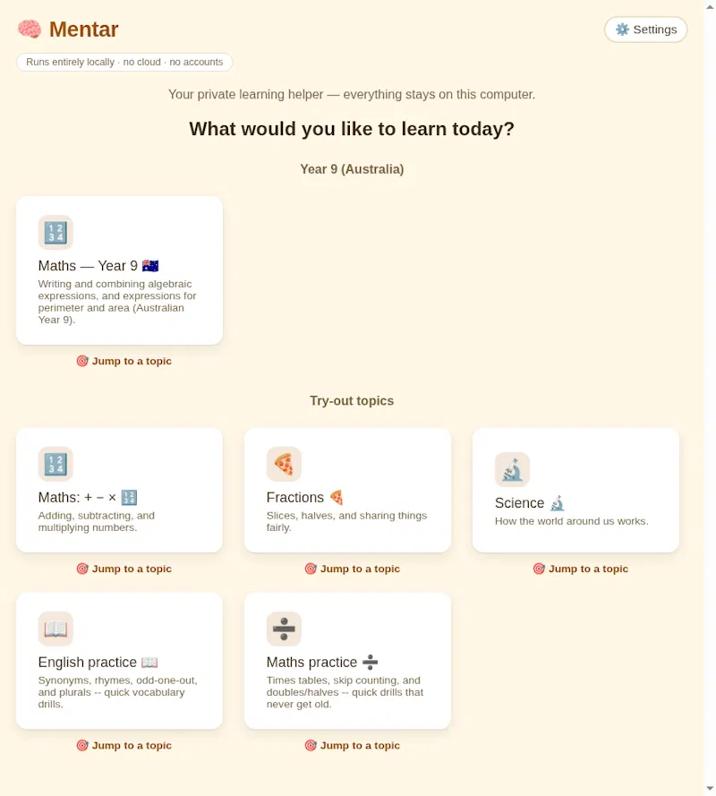 Mentar screenshot 1