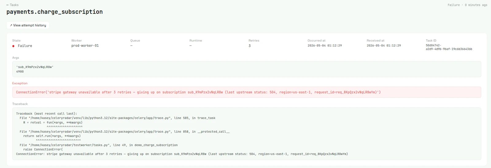 CeleryRadar screenshot 1