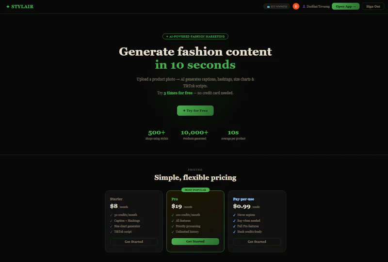 Stylair caption fashion screenshot 1