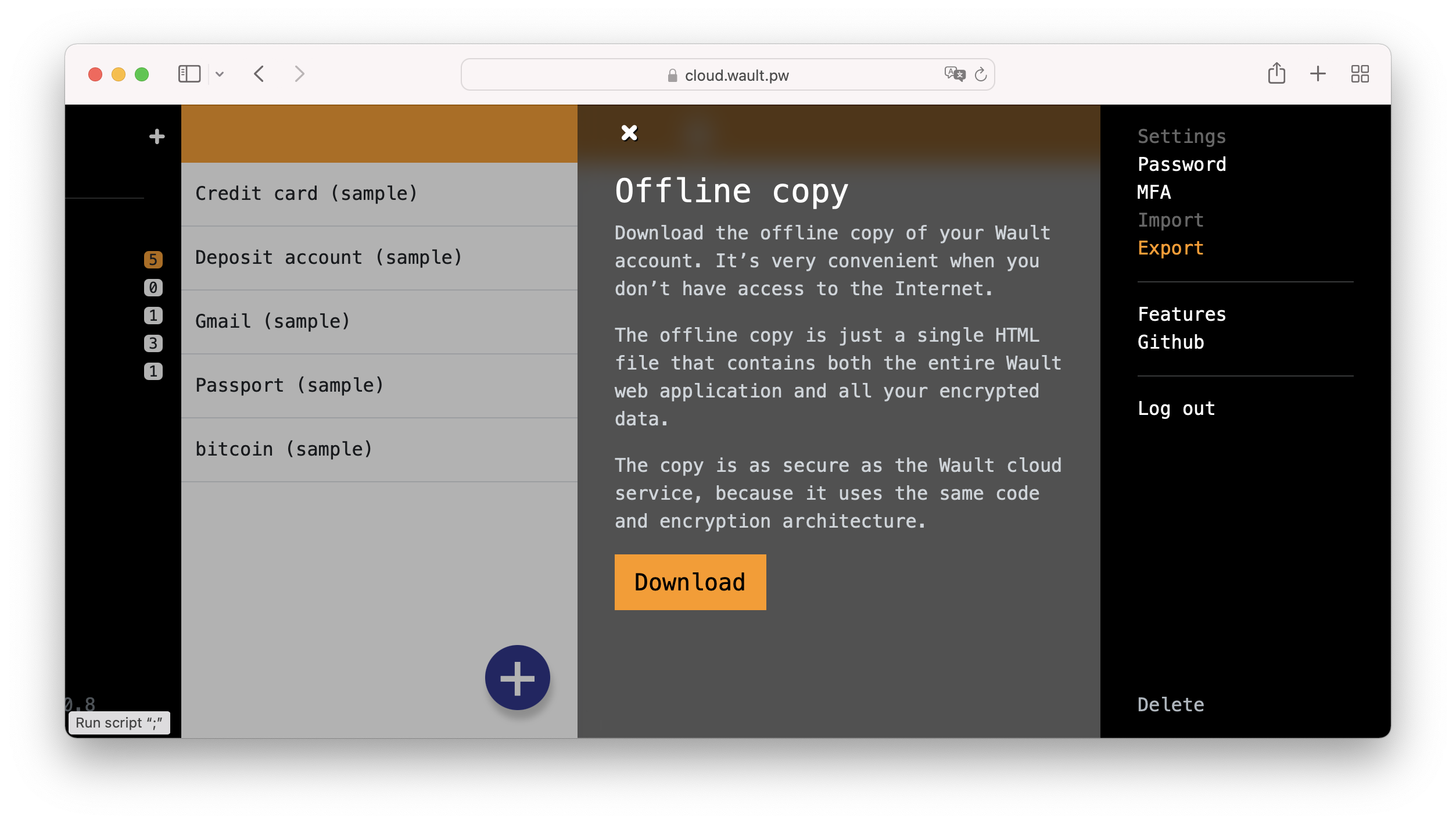 Wault: encrypted, anon. password manager gallery image