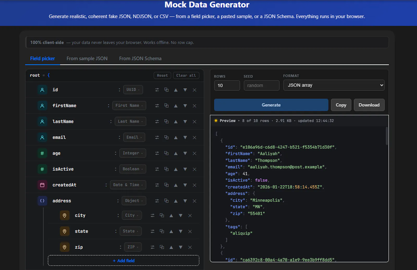 Mock Data Generator screenshot 4