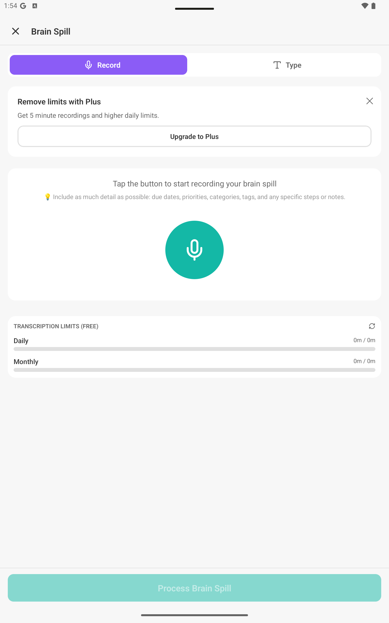 Brain Spill- Voice Notes for ADHD Brains - Screenshot 4 showing product features and functionality