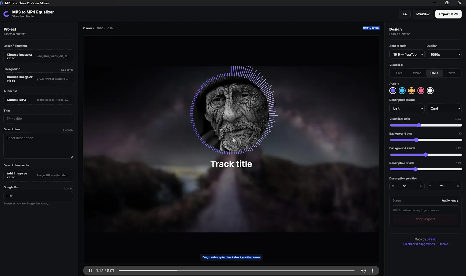 Free MP3 to MP4 Video Maker Visualizers screenshot 5