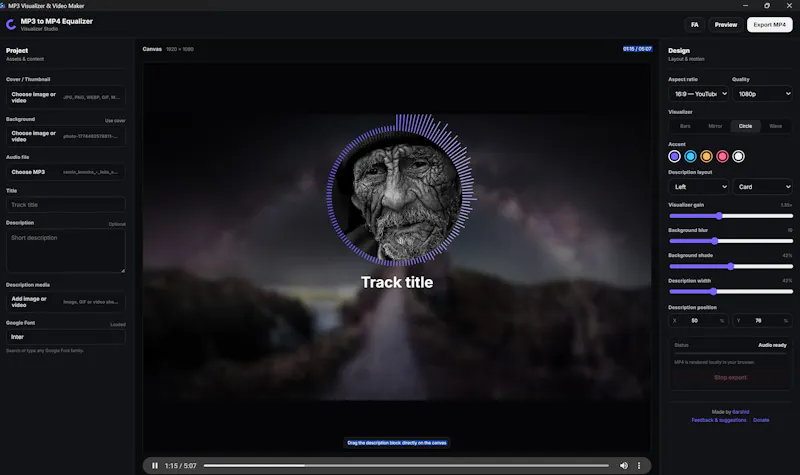Free MP3 to MP4 Video Maker Visualizers screenshot 5