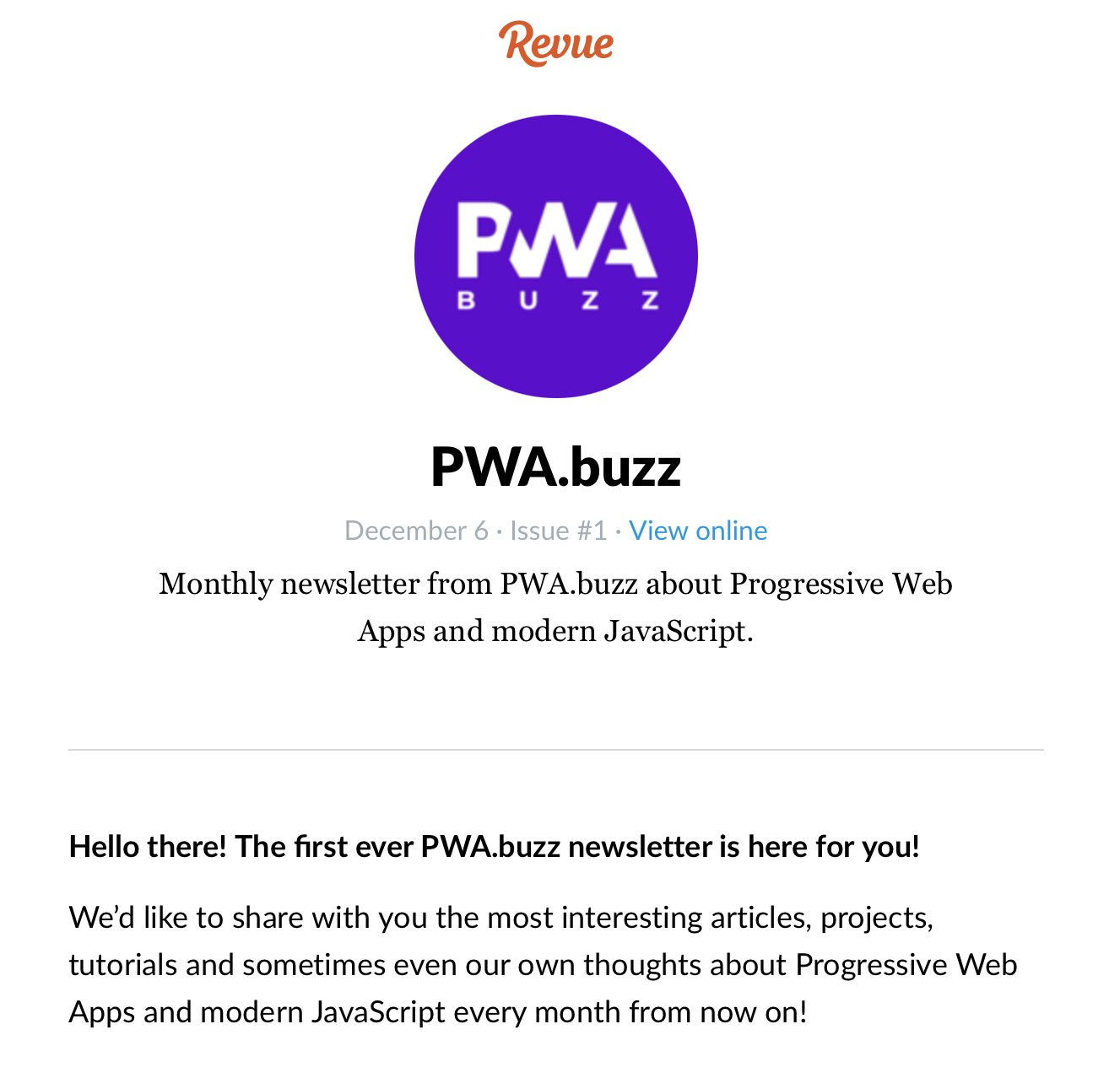 PWA Buzz Newsletter gallery image