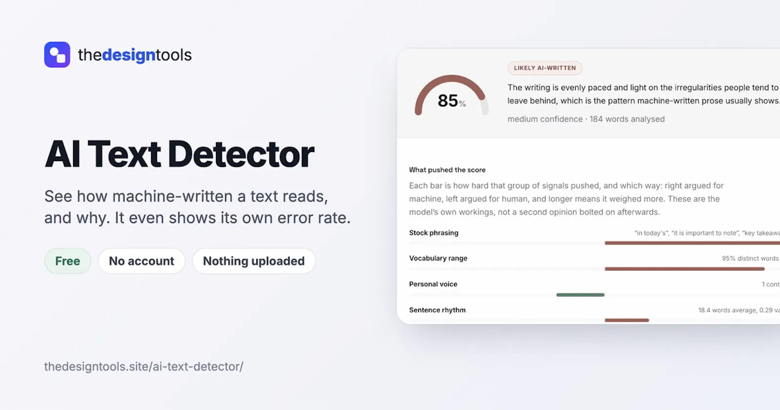 AI Text Detector by The Design Tools screenshot 1