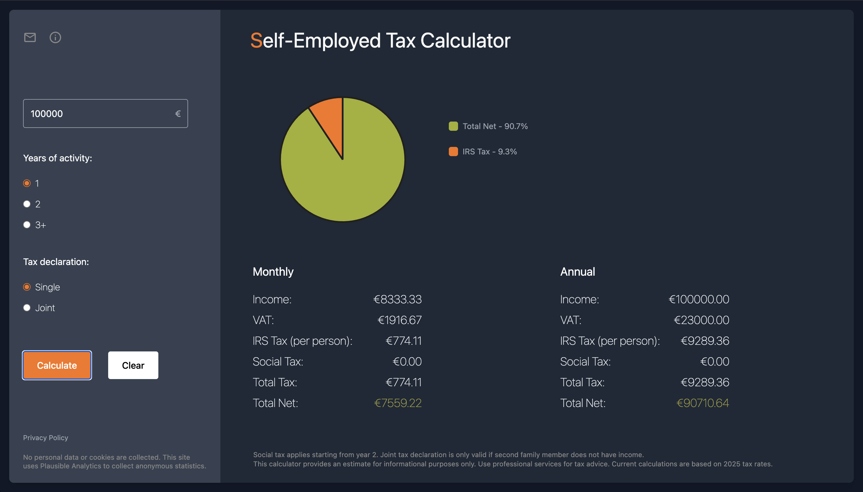 Free Self-Employed Tax Calculator screenshot 3