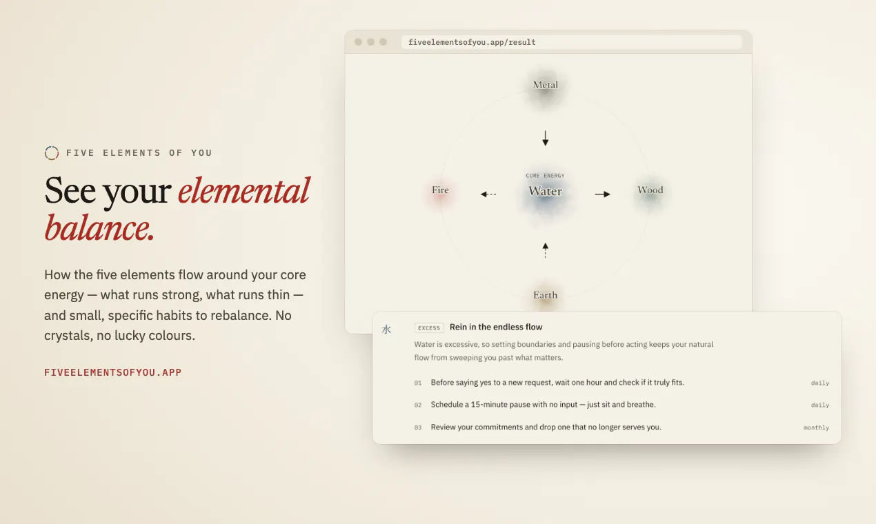 Five Elements of You — BaZi Calculator gallery image