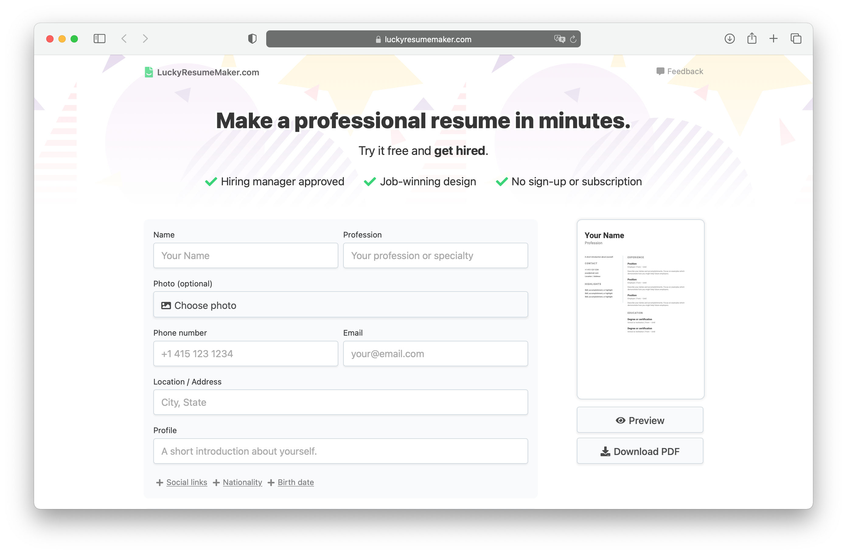LuckyResumeMaker.com gallery image
