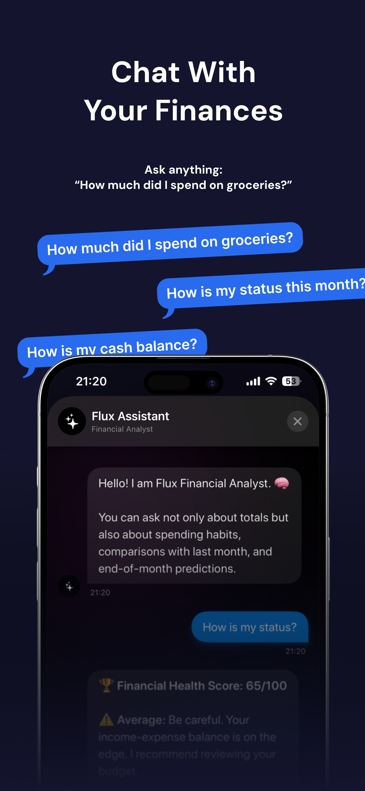 Flux: AI Expense Tracker - Screenshot 3 showing product features and functionality