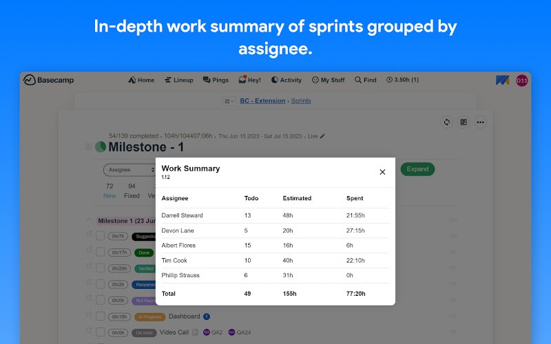 startuptile Basecamp: Sprint, Task Manager-Time Tracker Todo Sprint Manager