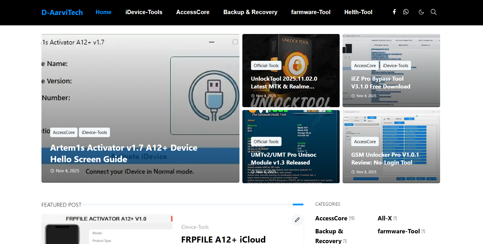 D-AarviTech - Main screenshot showing features and interface