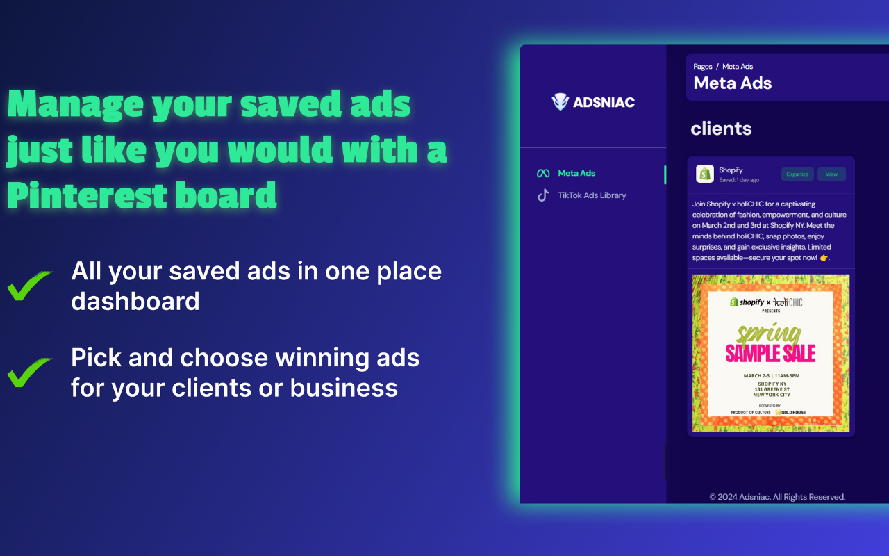 Adsniac - Save Facebook & TikTok ads in just 1 click from ad libraries media 3