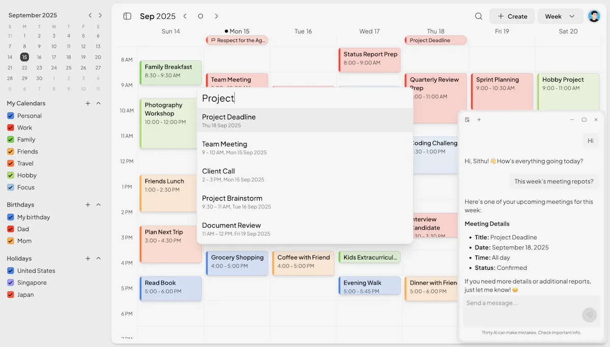 Thirty Calendar