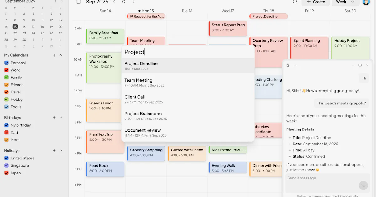 Thirty Calendar