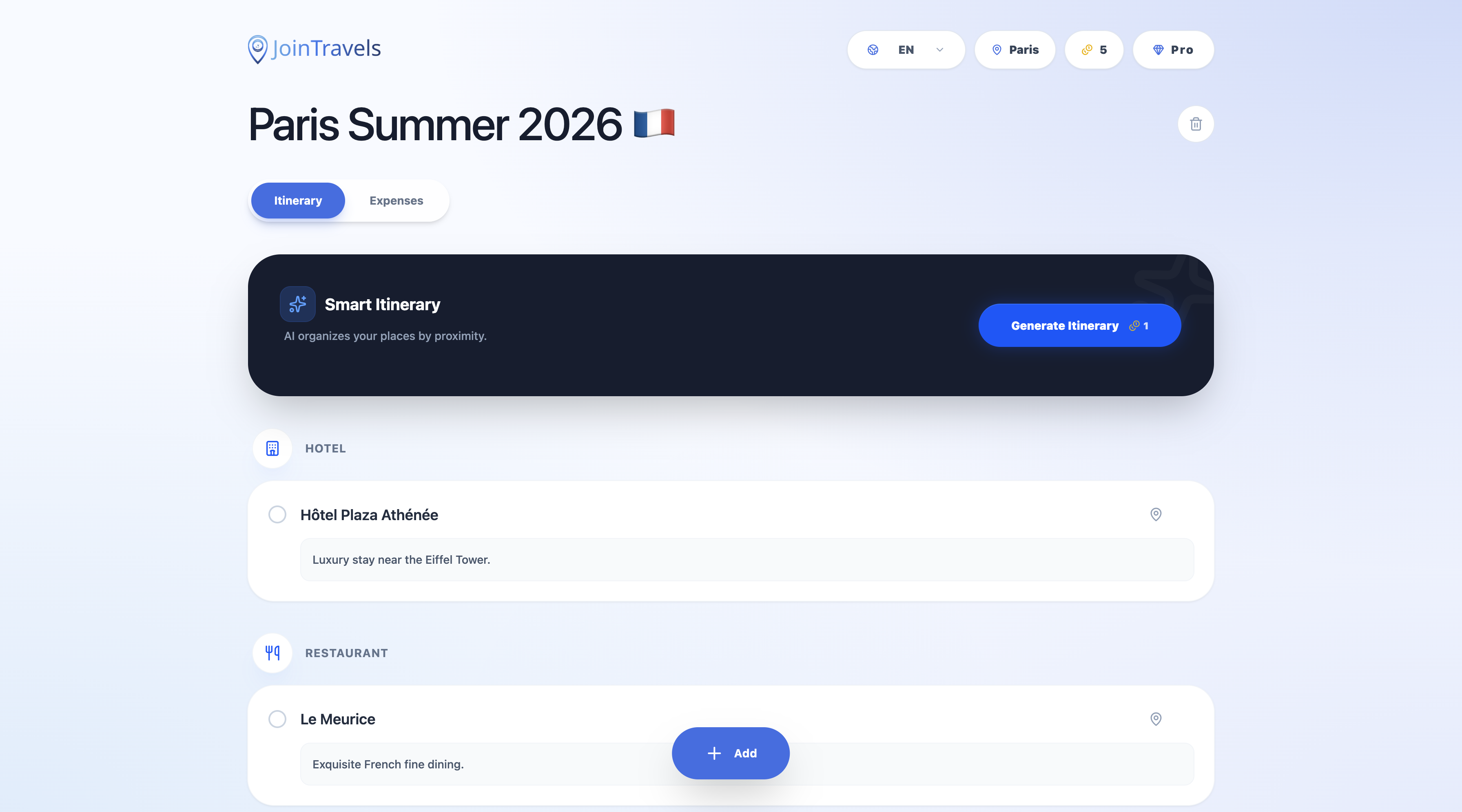 Join Travels: Group Trip Planner - Main product screenshot demonstrating key features and user interface