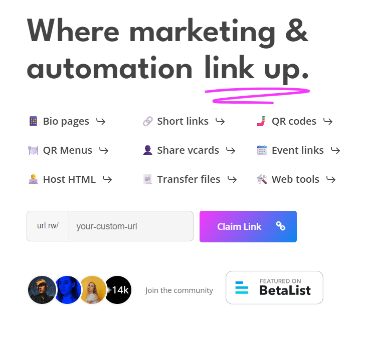 Média URL.rw - Lien gratuit dans Bio, Raccourcisseur d'URL et générateur de code QR 2