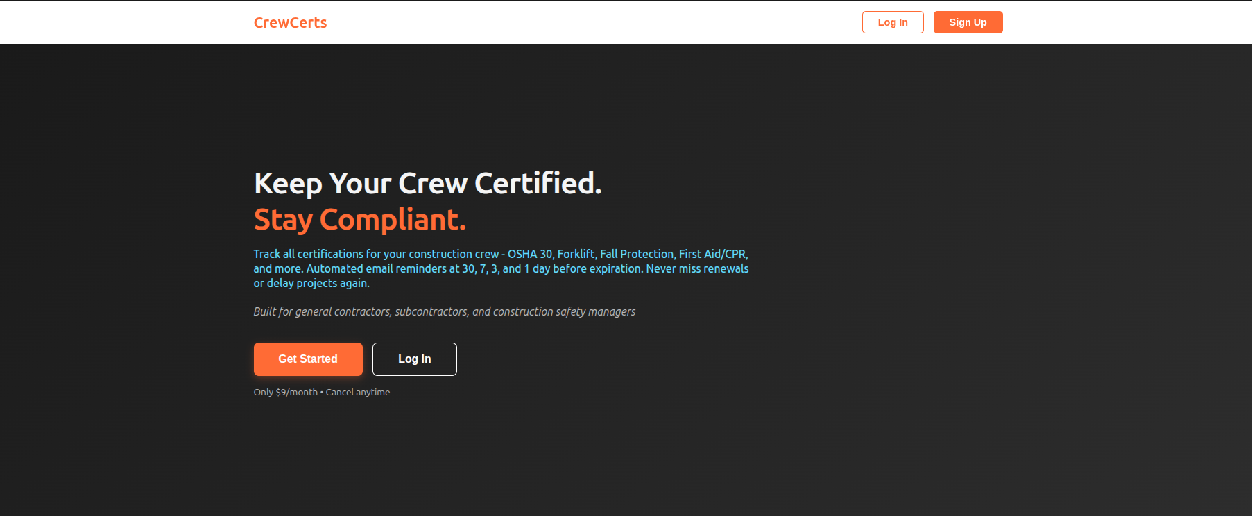 CrewCerts - Main product screenshot demonstrating key features and user interface